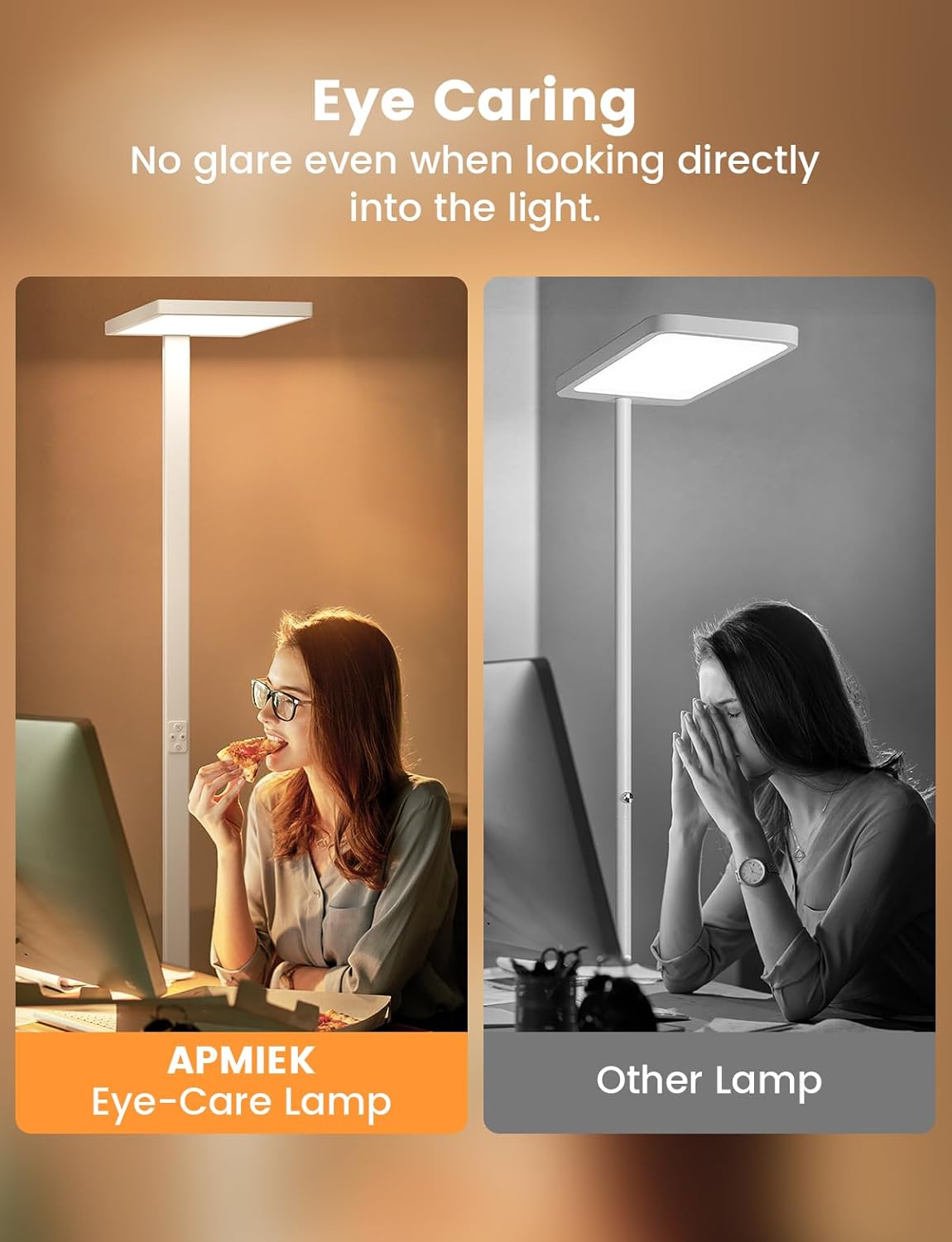 APMIEK 100W Bright LED Floor Lamp, 4000K Natural Daylight Modern Standing Lamp with Remote, 10000LM Dimmable Eye-Care Tall Reading Lamp for Reading