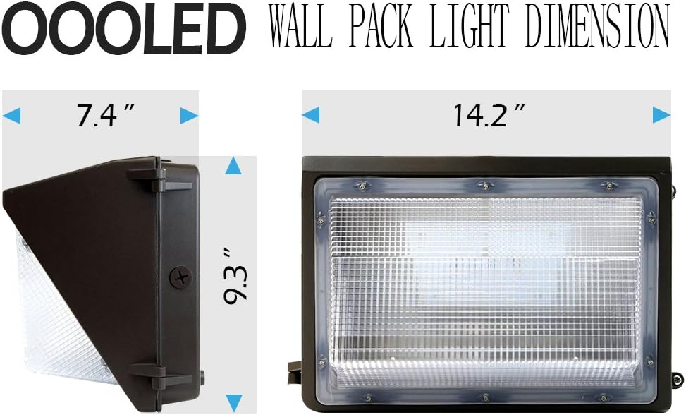 OOOLED (4 Pack) LED Wall Pack Light, 120W 14400LM 5000K Daylight with Dusk-to-Dawn Sensor Wall Lights, 800-1000W HPS/HID Equivalent Wall Pack Lights