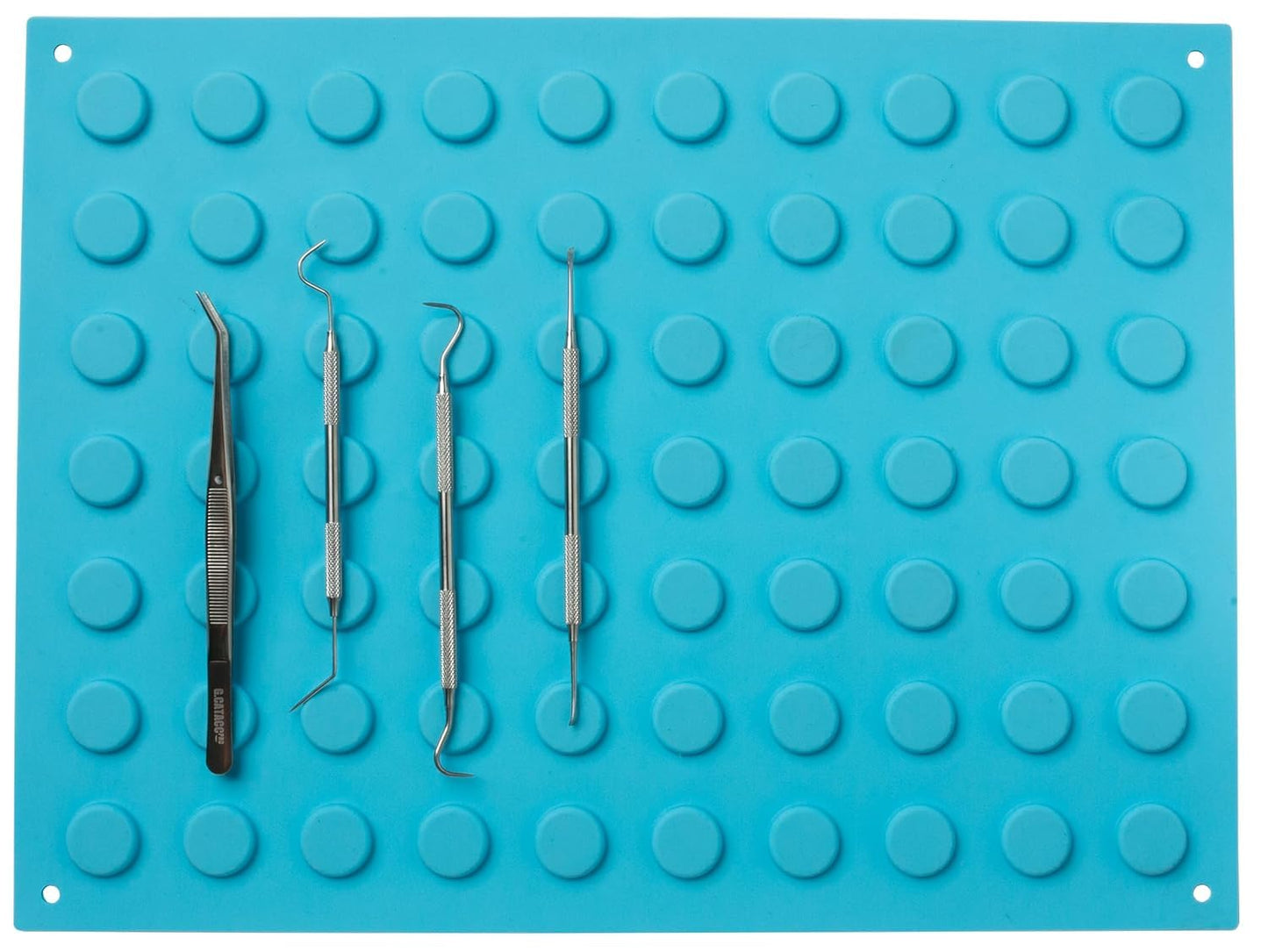 Magnetic Mat for Instruments and Tools, 12 x 15 inches, Blue, Raised Round Magnets, Flexible, Non-Slip, Reusable and Autoclavable - 2X Magnetic Strength 2x strength
