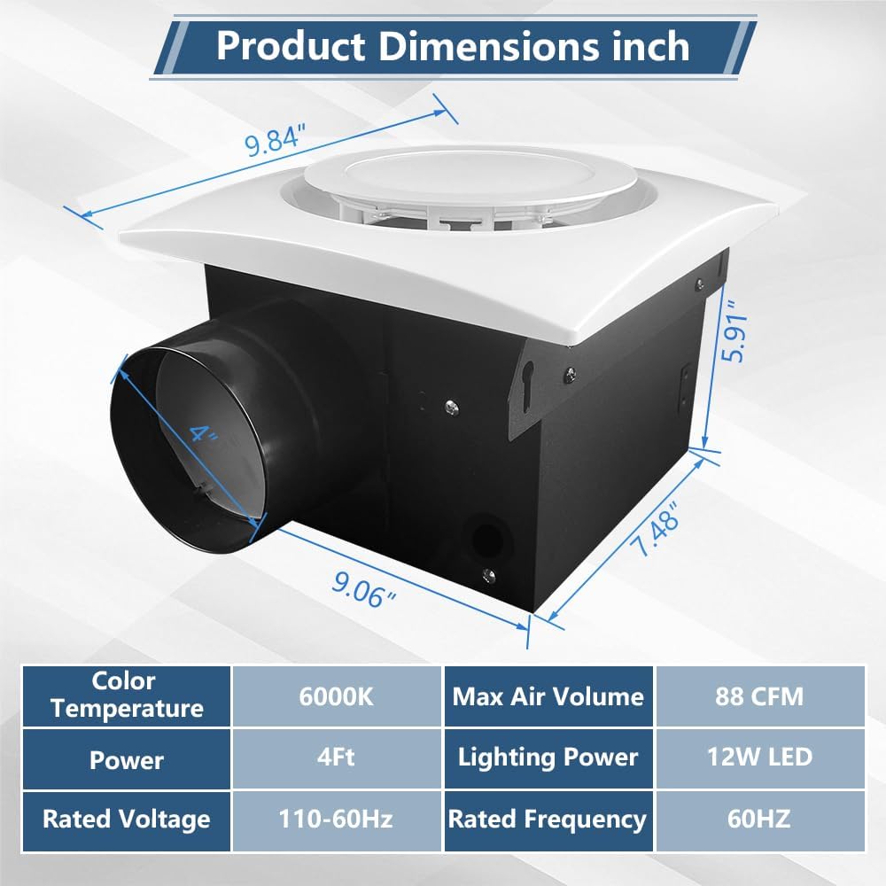 Bathroom Ventilation and Exhaust Fan Ceiling Mount Exhaust Ventilation