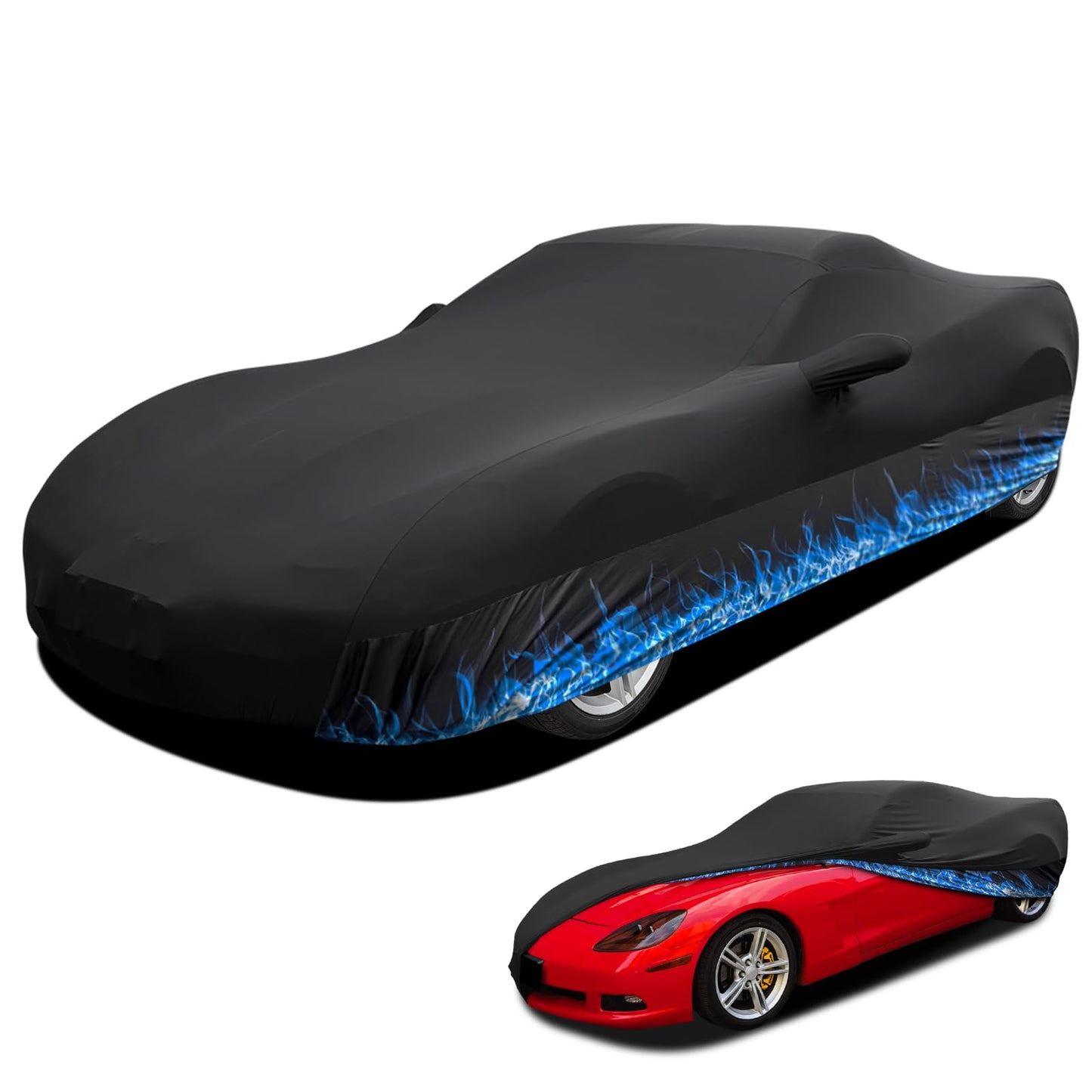 Indoor Car Cover Soft Stretch Satin Breathable Dustproof Custom Fit 165-181 inches Coupes Full Covers for Underground Garage, Car Show