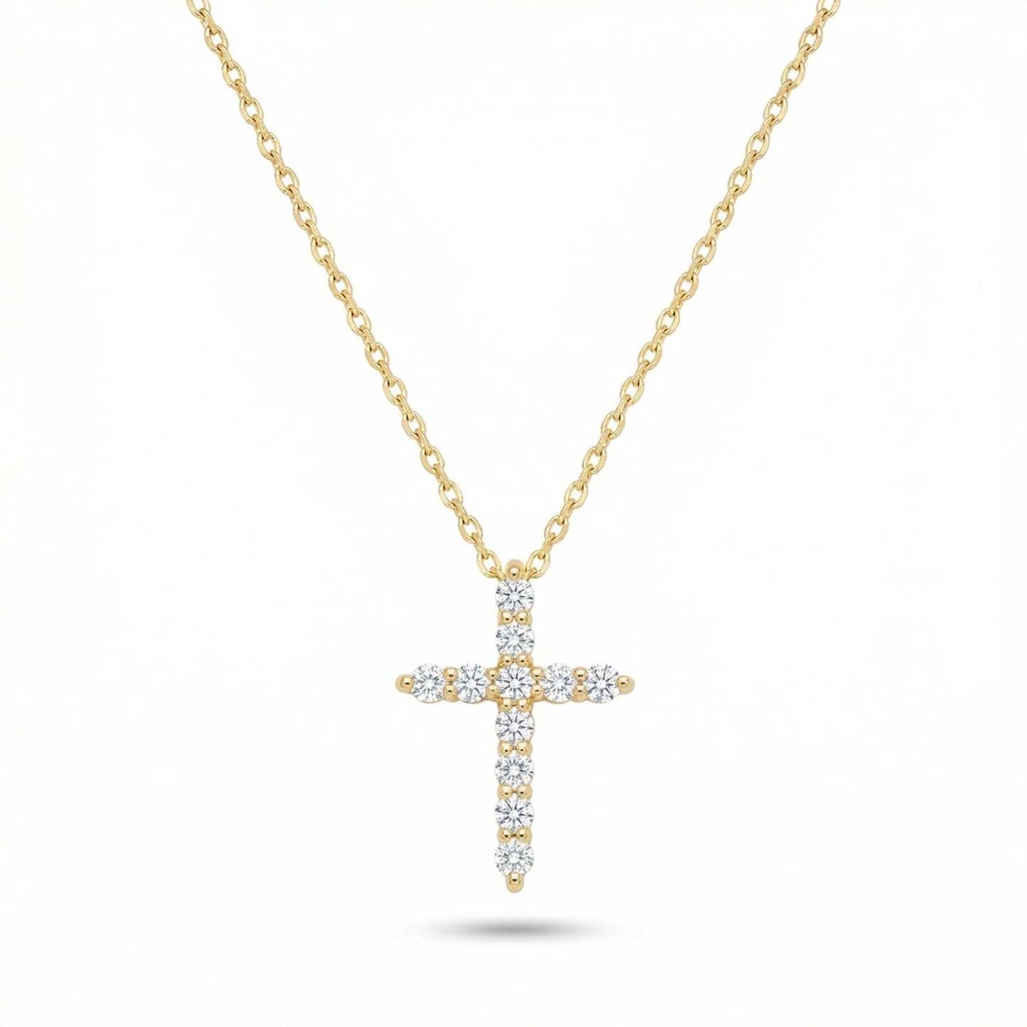 Diamond Cross Necklace 18k Gold Plated Sterling Silver 0.15 ctw Stones