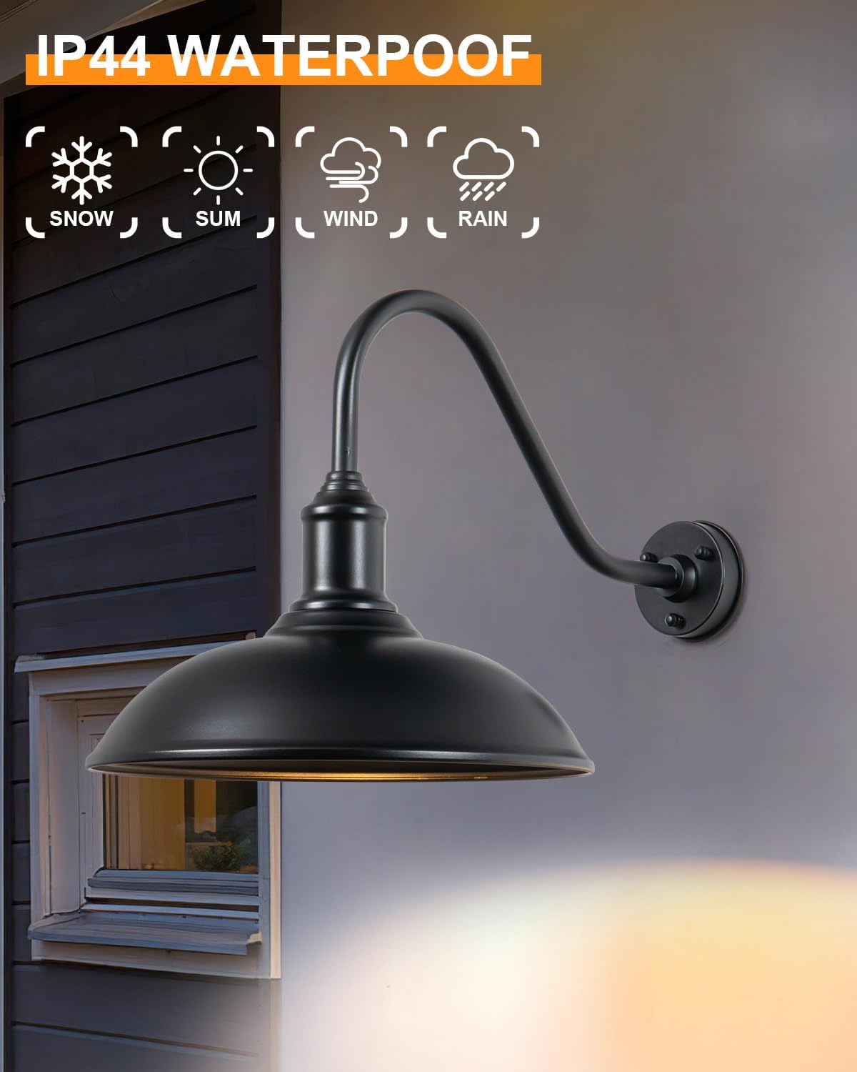 CHUXIA Barn Light Wall Sconce- Outdoor/Indoor Farmhouse Gooseneck Wall Mount Classic Lighting Fixture Matte Black Exterior for Front Porch, House,