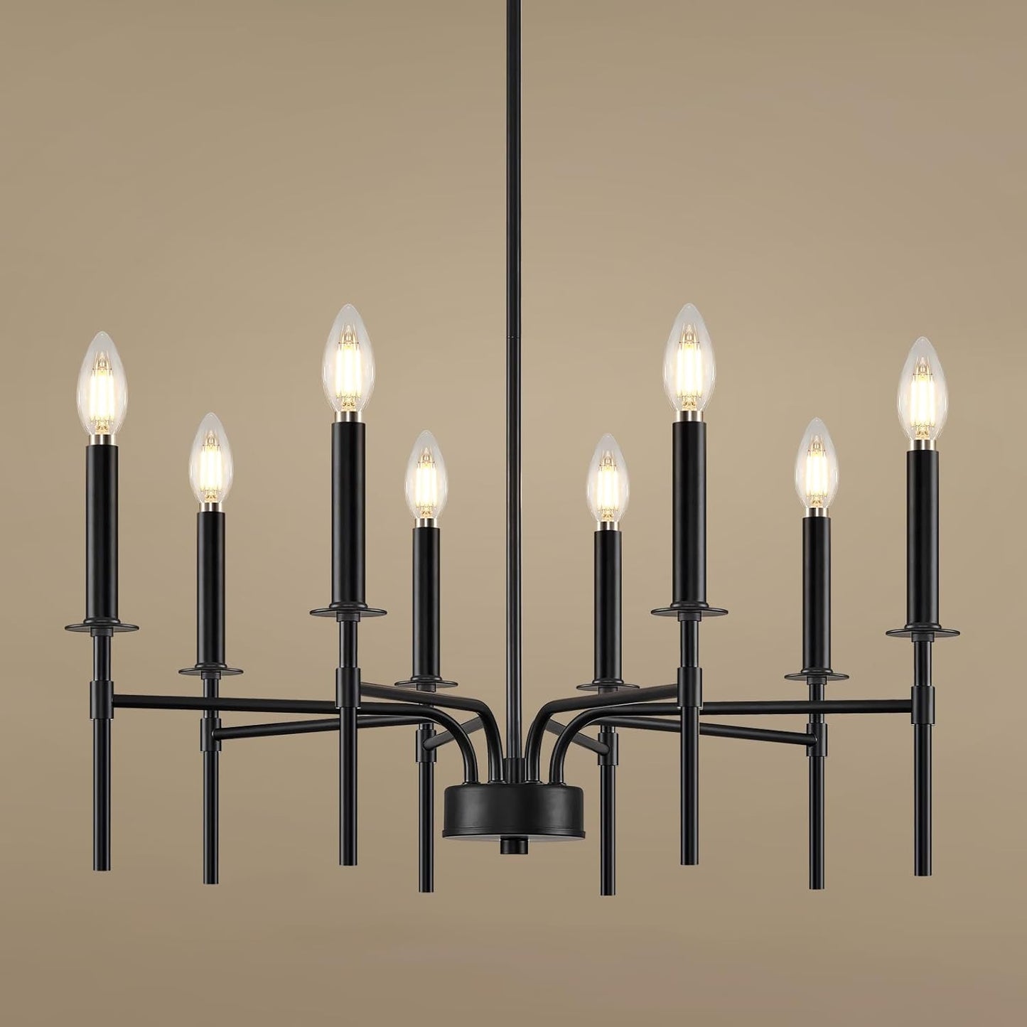 ZUYURT 8 Light Modern Black Chandelier Light Fixture,Farmhouse Chandeliers for Dining Room,Matte Metal Candle Ceiling Chandelier Lighting Fixtures