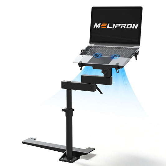 MELIPRON Truck Laptop Mount Fit for 19-26 Chevy Silverado, Tahoe, GMC Sierra, No-Drilling Vehicle-Specific Laptop Holder with Cooling Fan Adjustable Height for Work on The Go