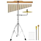 SOCROTO 36-Bar Chimes Percussion, Musical Chimes Instrument Single-Row Wind Chimes with Cymbals 2.5-4FT Height Adjustable Musical Percussion for Orchestras Yoga Choirs Class Church