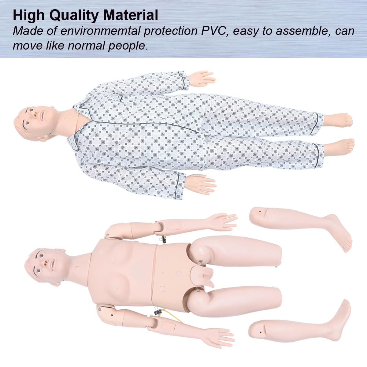 INTBUYING Patient Care Nursing Manikin Female, 5.34Ft Life-Size Trauma Education Teaching Model Multi-Function Demonstration Manikin Model with 2 Muscle Module and Urinary Catheter for Teaching