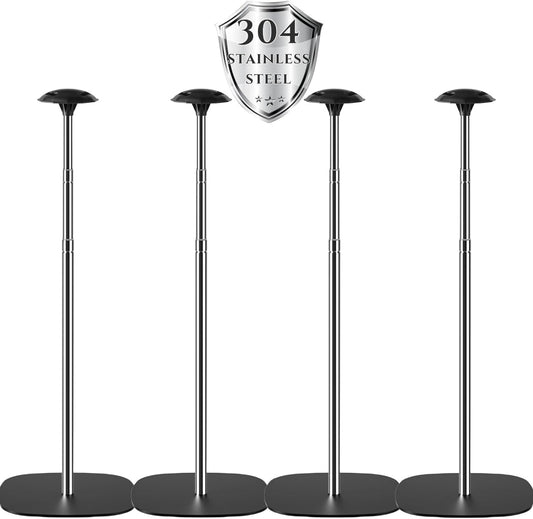 Boat Cover Support Poles 4 PK Support Systems, Height Adjustable 304 Stainless Steel Support Poles with Stable Full-Touchdown Iron Alloy Base for Jon