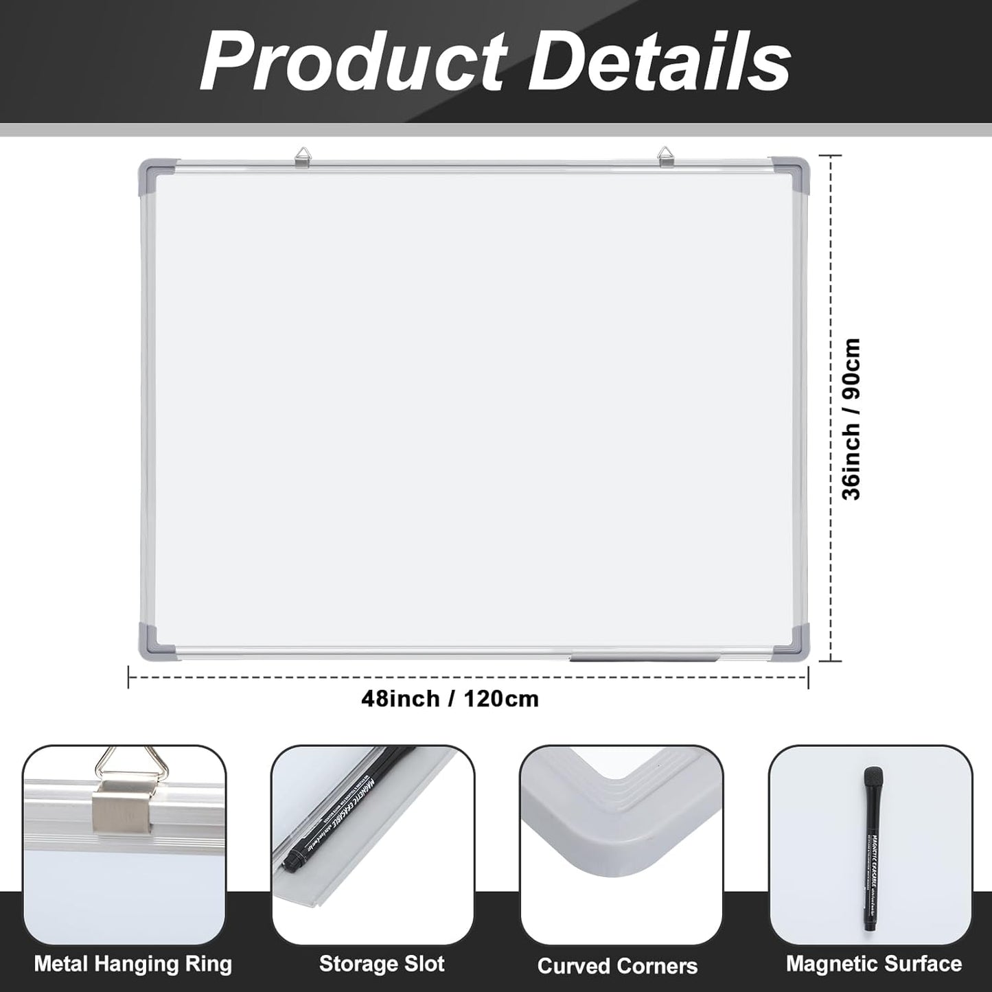 6 Pack Magnetic Dry Erase Whiteboard Message Presentation White Board Aluminum Frame