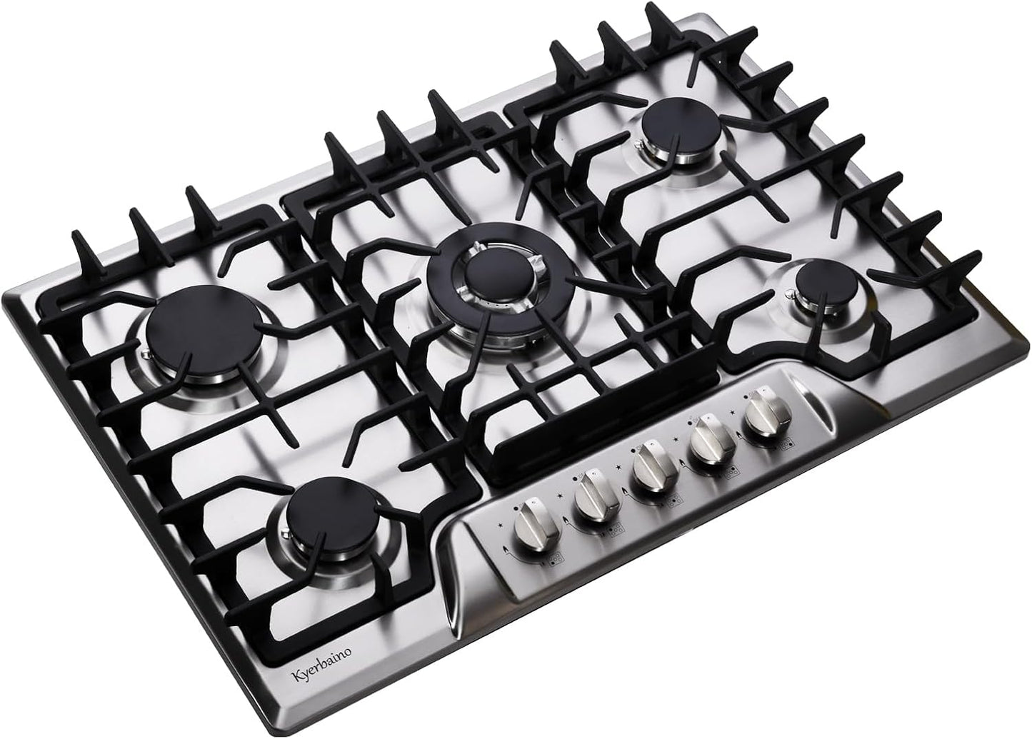 Gas Cooktop 30 Inch, Built-in 5 Burners Gas Stovetop Stainless Steel LPG/NG Convertible Gas Stove Dual Fuel Sealed Gas Cooktop