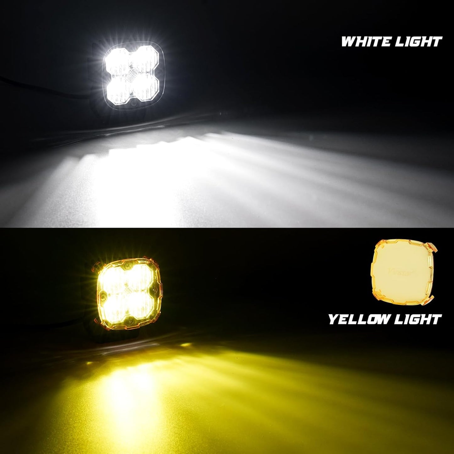 Ditch Lights Fit for JK JKU 2007-2017 Wrangler Jeep, Up to 4000LMS Bright 40W LED Mods Light Kit, Arrived with Optional Amber Lens and Mounting Bracket, 2PCS(White Ditch Light)