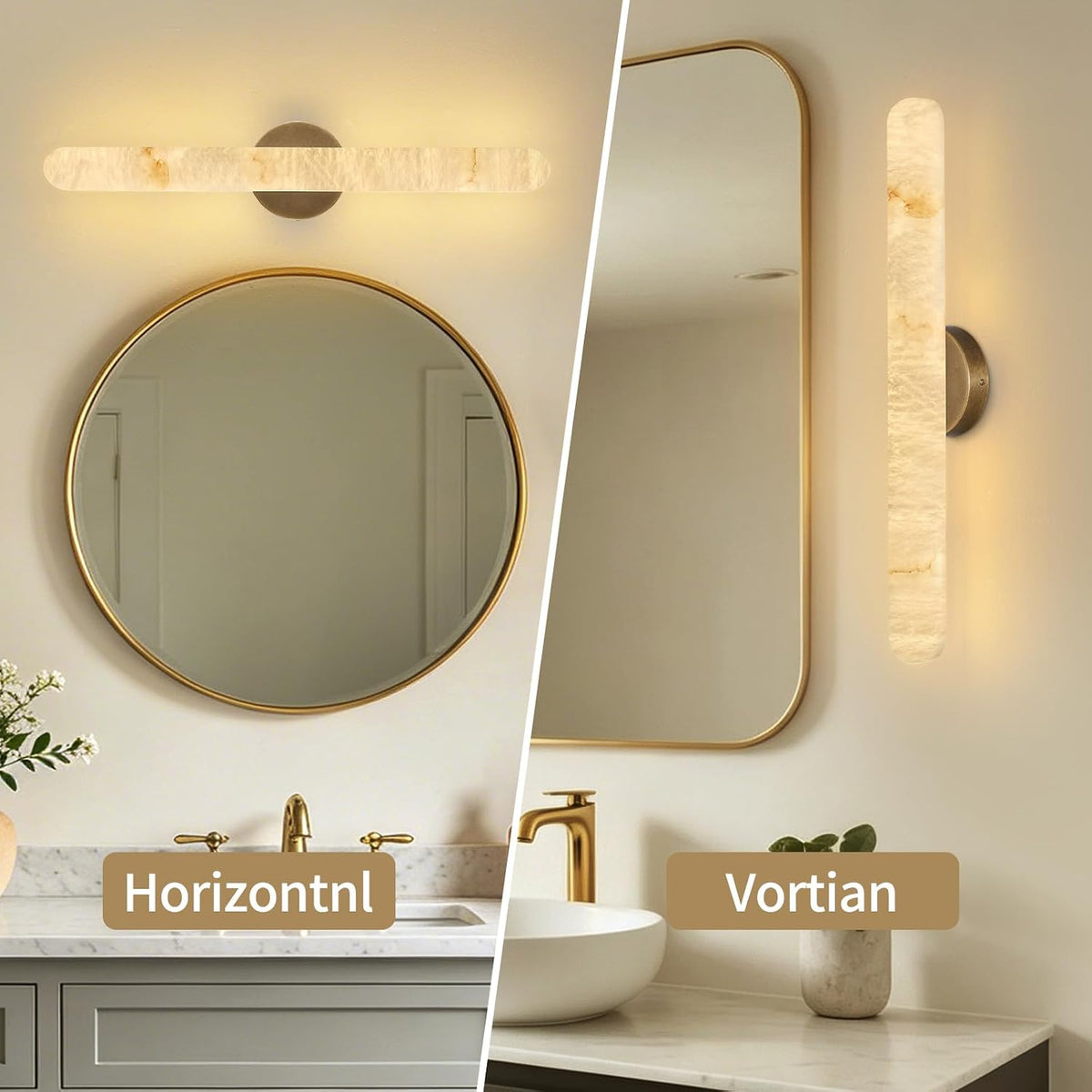 Natural Alabaster Brass Wall Sconce, Modern Bronze Marble Sconce