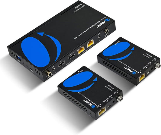 OREI 1x2 HDMI Extender Splitter 4K by Multiple Over Single Cable CAT6/7 4K@60Hz 4:4:4 HDCP 2.2 with IR Remote EDID Management - Up to 115 Ft - Loop