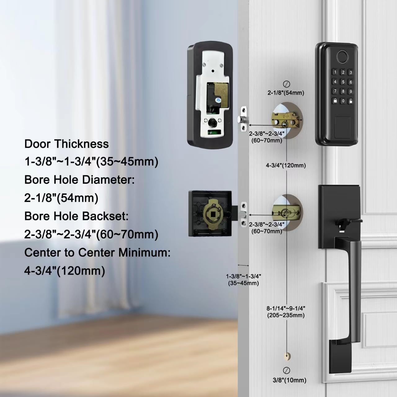 Keyless Entry Door Lock, SEVEKO Smart Locks for Front Door with Handle, Fingerprint Front Door Lock Set with APP Control, Keypad Deadbolt Door Lock,