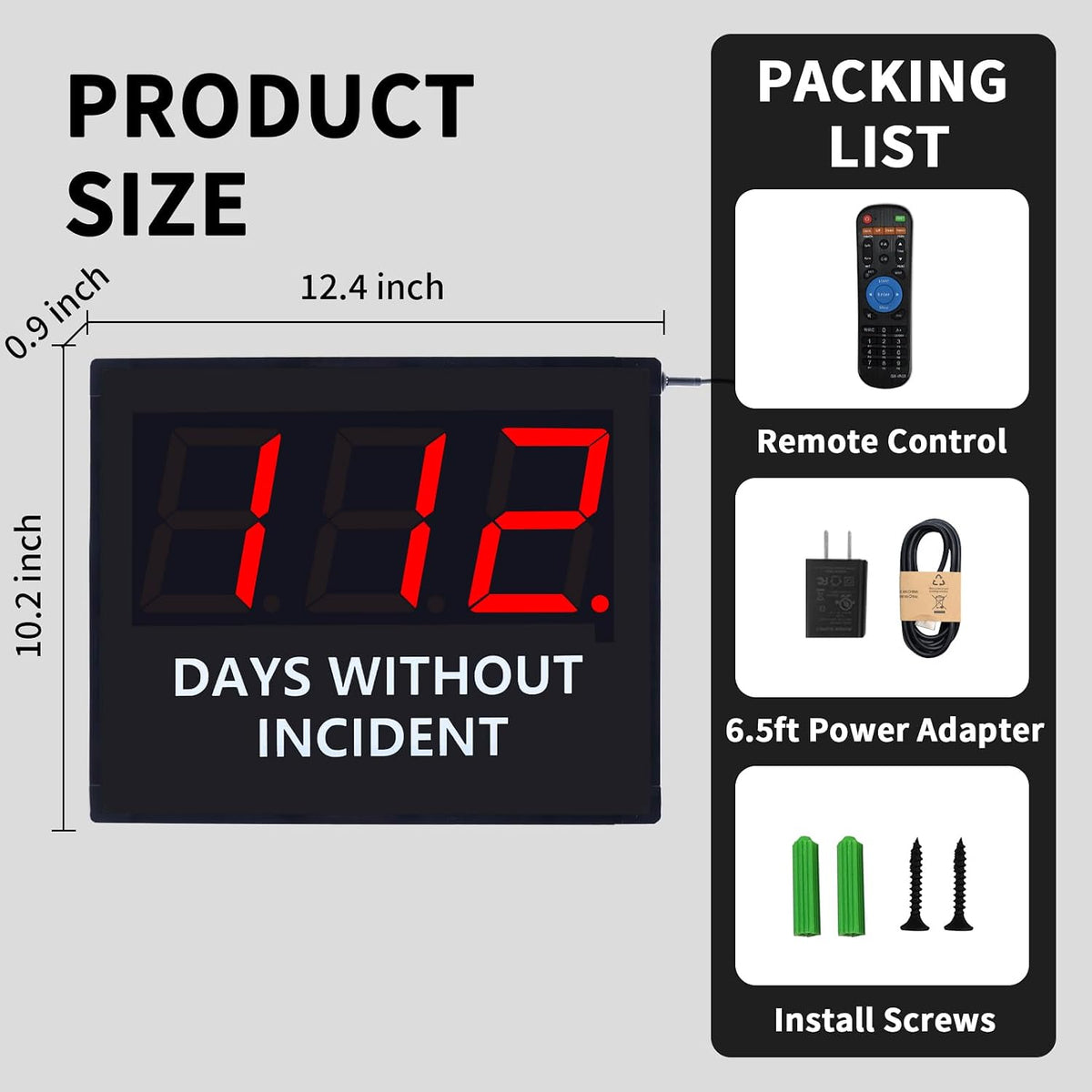 LED Digital Safety Scoreboard, Days Without Accident Counter