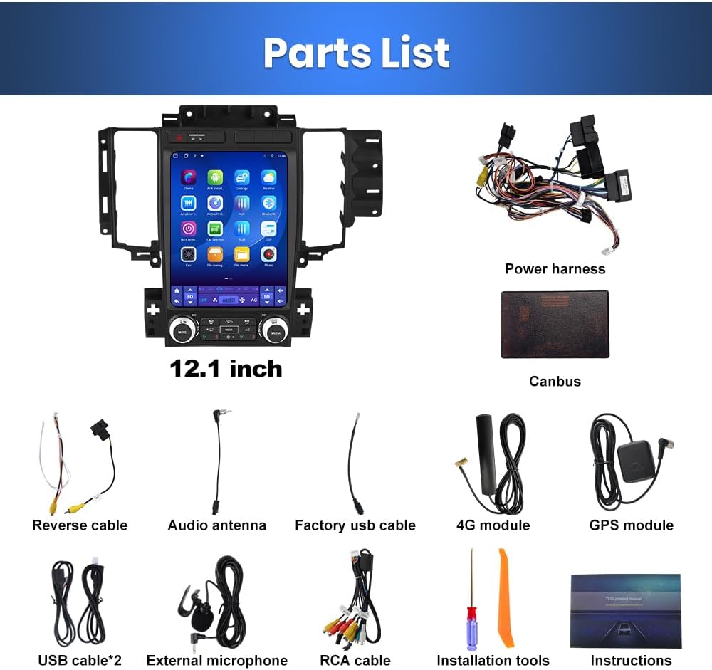 Android 13 Car Radio for Ford Taurus 2012 2013 2014, 12.1 Inch Touch Stereo with Wireless CarPlay & Android Auto, SWC, DSP, GPS,Bluetooth, WiFi, AM,FM [4+64G]