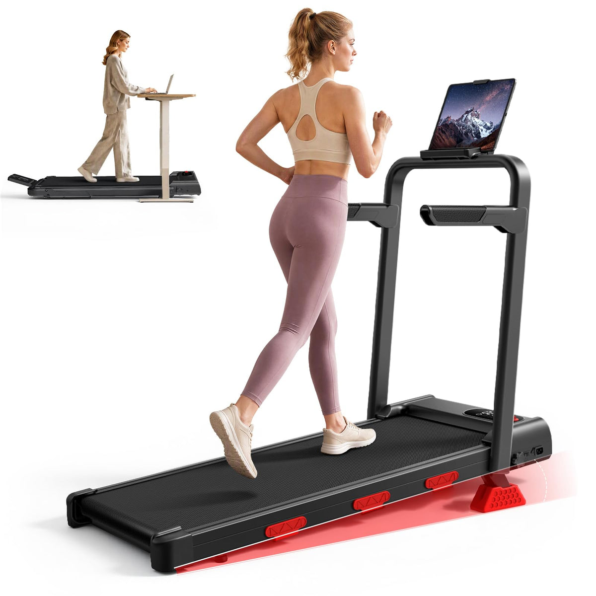 CURSOR FITNESS 14% Incline Walking Pad 350 LBS with Remote Control