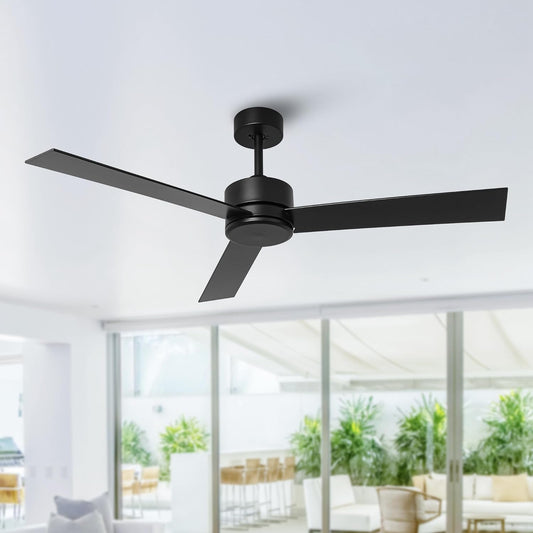 IHomeAdore Ceiling Fan without Light, 52 Inch Modern Ceiling Fan No Light with Remote for Living Room Badroom, 3 Blades,DC Motor