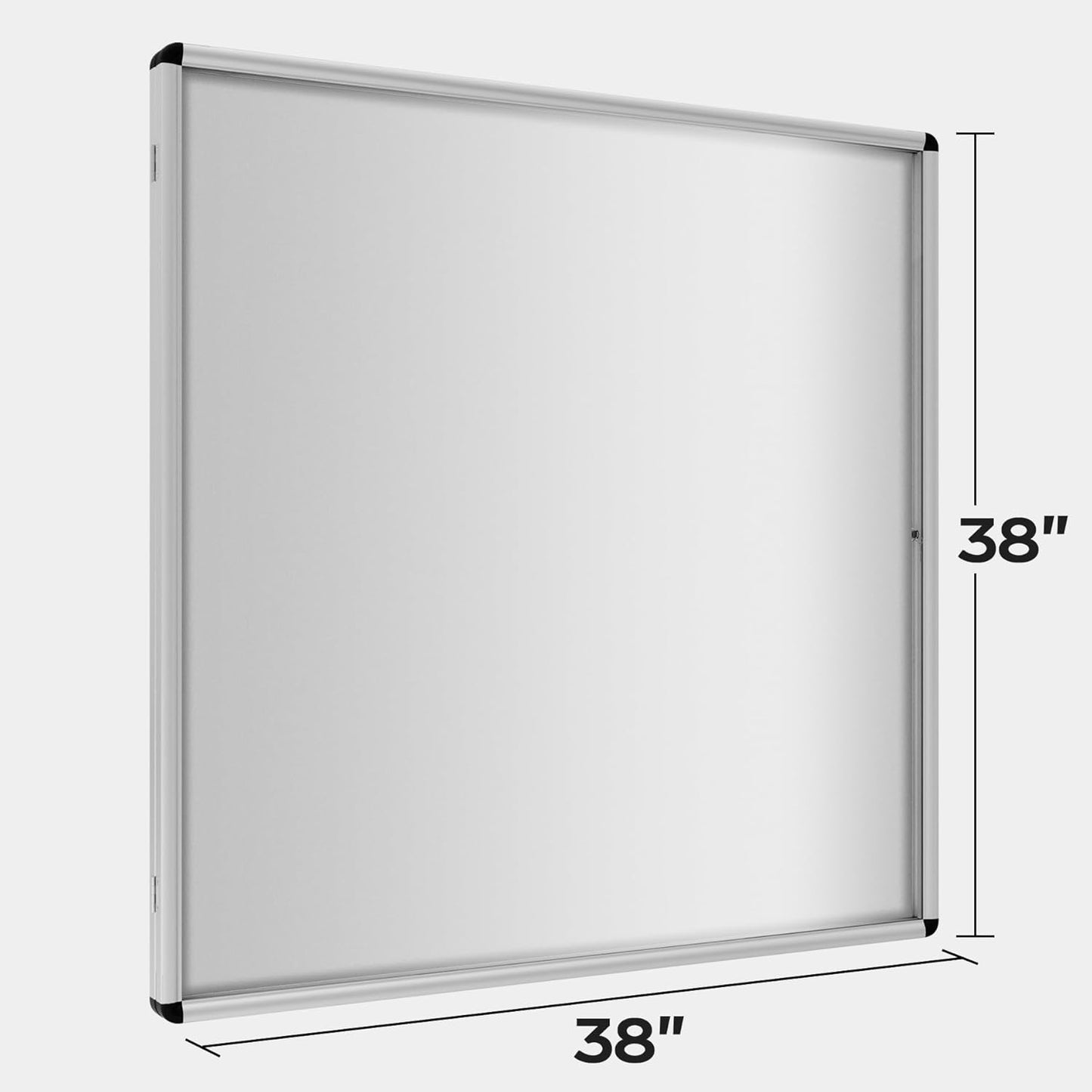 38”x38”Enclosed Bulletin Board, Weatherproof Dry Erase Board with Locking Swing-Open Door, Aluminum Frame Wall Mounted Outdoor Enclosed Whiteboard for Home, School, Office, Commercial