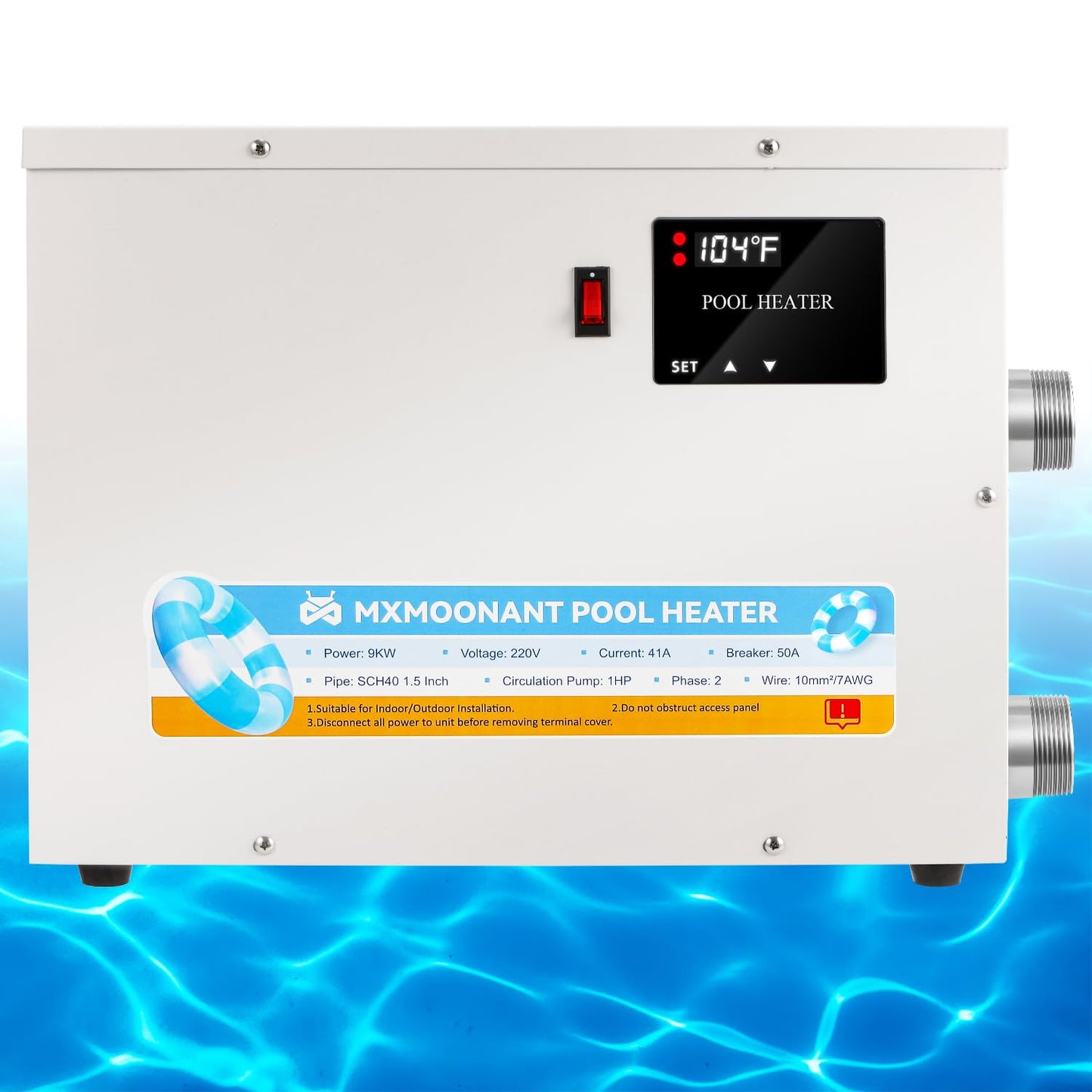 Pool Heater 5.5KW 220V, Electric Swimming Pool Heaters Hot Tub Water Thermostat with Touchscreen for Above Ground Inground Pool, Spa, Bathtub PHS-55
