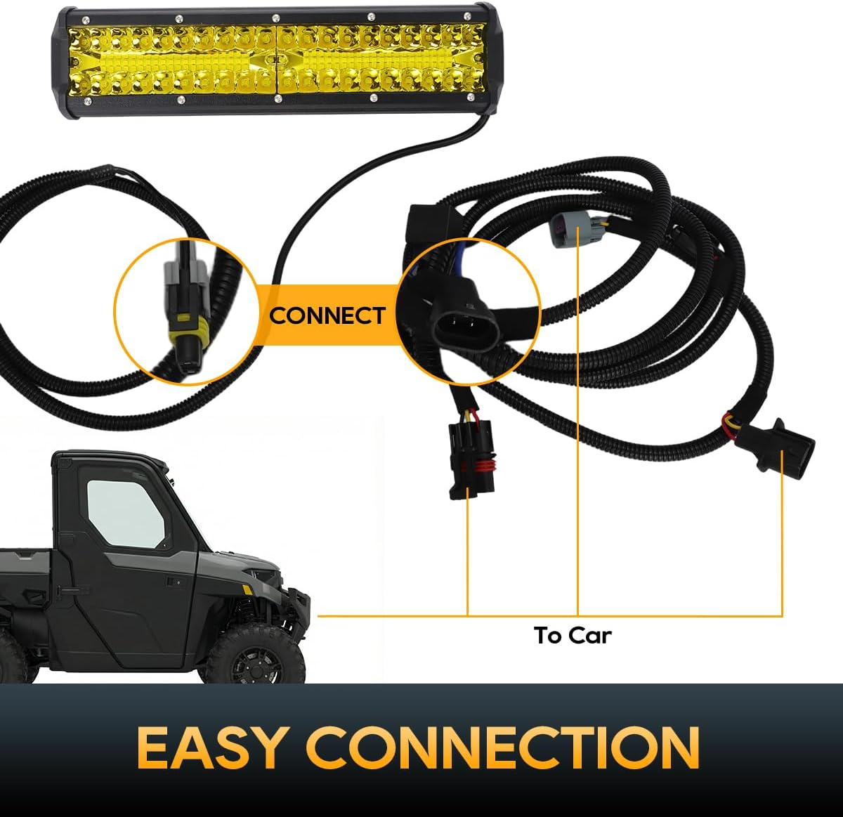 Front Bumper LED Light Bar for Polaris Ranger XP 1000 2025+, Amber Yellow