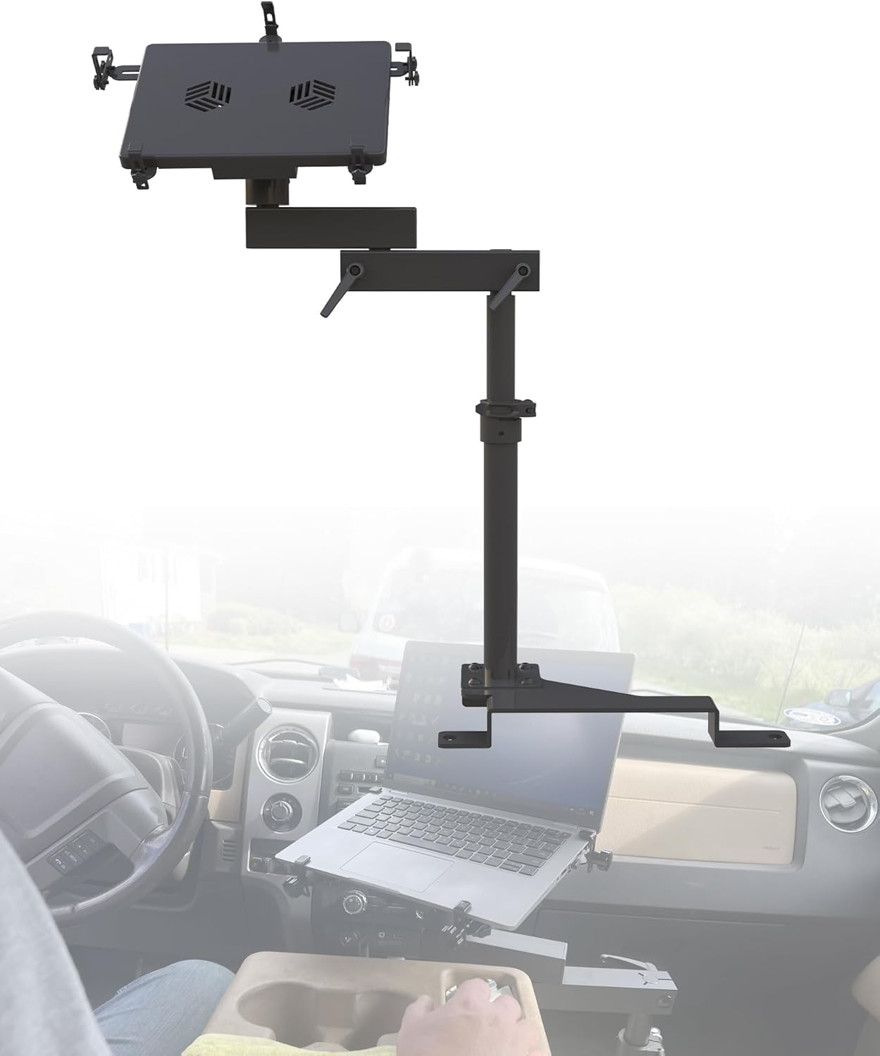 Truck Laptop Mount Fit for Ford F150,F550, F250, Ford Transit Connect, Jeep Compass Vehicle Car Computer Mount for Laptop up to 17'