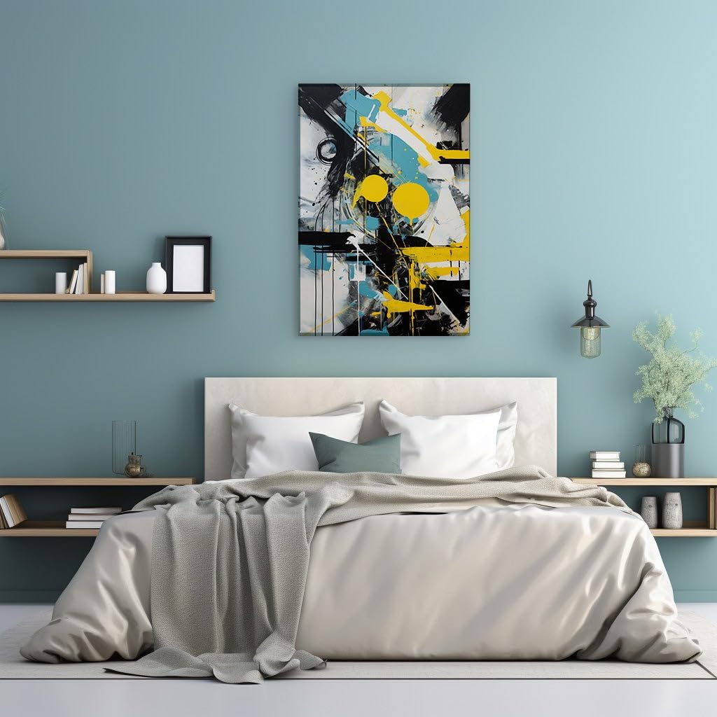 Framed wall Art for Lobby. Vivid Abstraction in Motion  Exploring the Bold Fusion of Yellow Accents