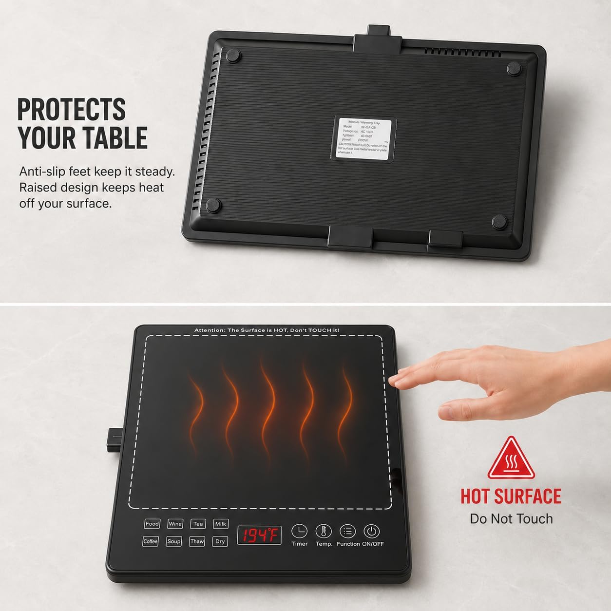 Modular Warming Tray 3-in-1, 25" x 15" Electric Food Warmer for Parties, Tempered Glass Food Warming Mat with 86-248°F Temp, 1-24H Timer for Buffets & Family Dinners