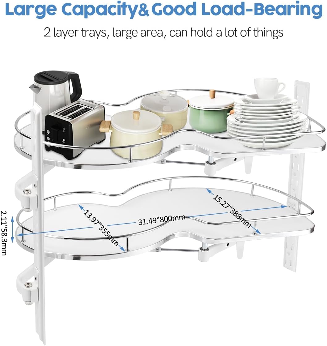 Xverycan Swing Pull Out Organizer, 2-Tier Right Swing Storage Shelf with Non-Slip Surface, Soft Close, for 36&#34; Left Handed