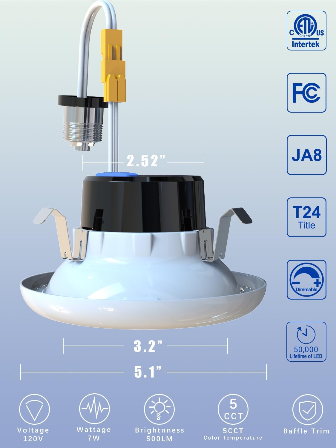 AKIHE 4 Inch Retrofit Led Recessed Lighting,Indirect Light Dimmable Can Retrofit Lights,5CCT-in-ONE(2700K-5000K),7W,5