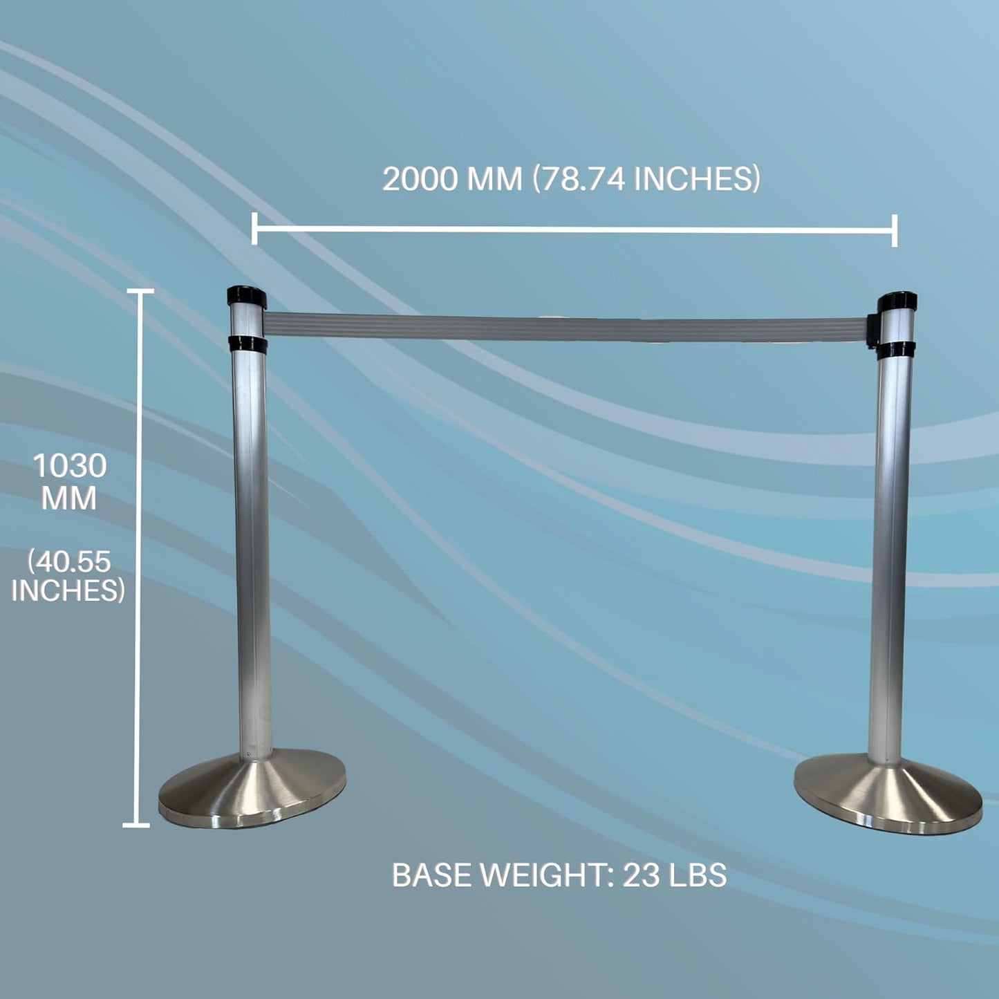 HOLY-Power - Crowd Control 40.5&#34; Tall Stanchions with 6.5 Foot Retractable Belt- Durable, Portable Barrier System for Efficient Public Space