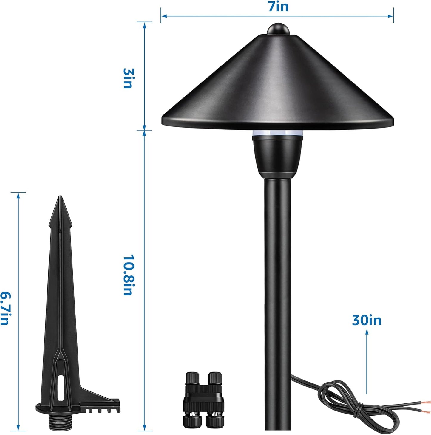 SUNVIE 8-Pack Low Voltage Landscape Pathway Lights 12-24V 3W LED Landscape Lighting 3000K Outdoor Pathway Lighting IP65