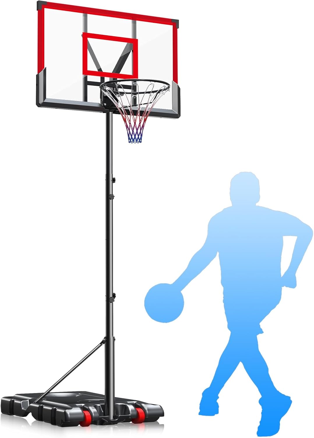 Basketball Hoop Outdoor, 10FT Adjustable Height, Portable Basketball Hoops Goal Court System w/ 45in Shatterproof Backboard for Kids Youth Adults