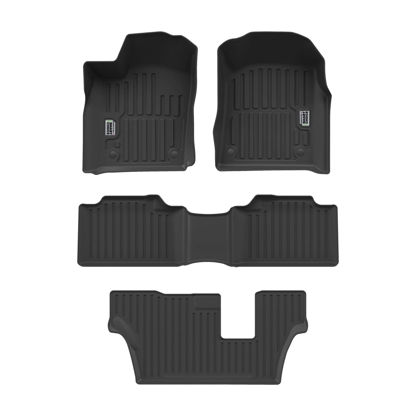 Car Floor Mats Custom fit for 2016-2026 Dodge Durango - Made in USA - Black - Full Set 1st, 2nd & 3rd Row