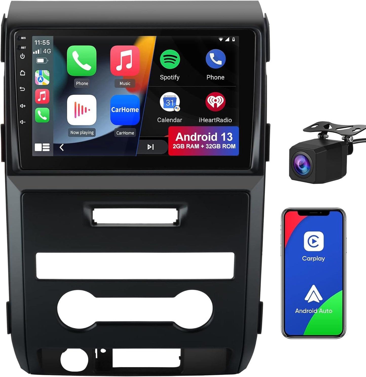 Car Radio Stereo [2G+32G ] for Ford F150 F-150 2009-2012, 9 inch Touch Screen Android 13 Head Unit with B/U cam