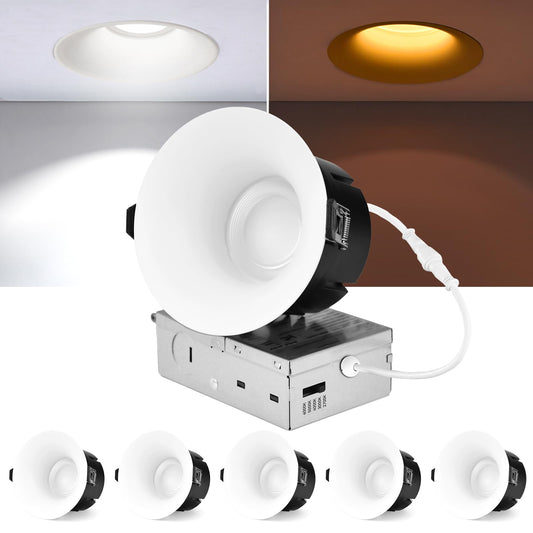 CycevSun 4 Inch Deep Anti-Glare Curve Recessed Light Trimless Look, 6-Pack