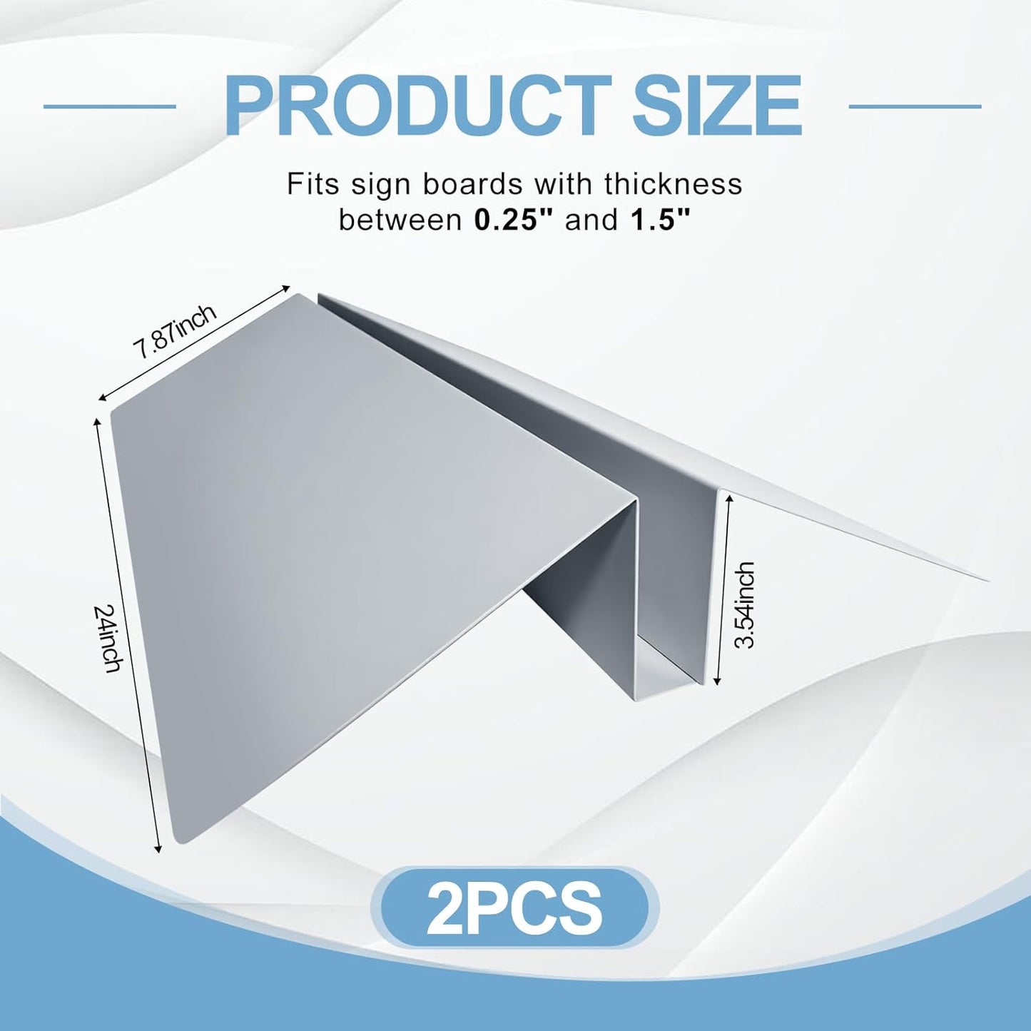 2-Pack Metal Floor Sign Stand Holders with Adjustable Foam Board Stand Base. Fits signs 0.25"–1.5" thick, up to 72" tall. Compatible with foam board & acrylic glass. Base only.