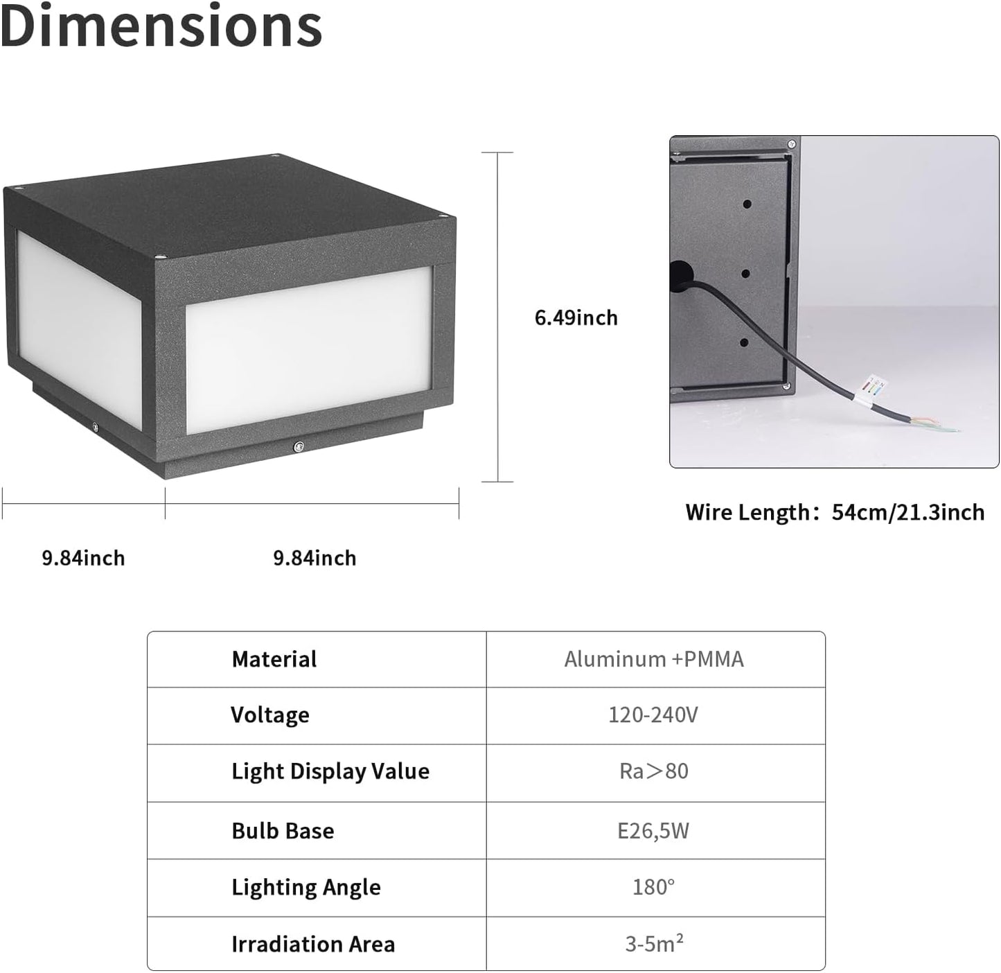 ZRJJMLAN Outdoor Column Light Modern Pillar Lights Fence Deck Cap Light Outside 120V Hardwired Metal Post Lamp for Gate Pat