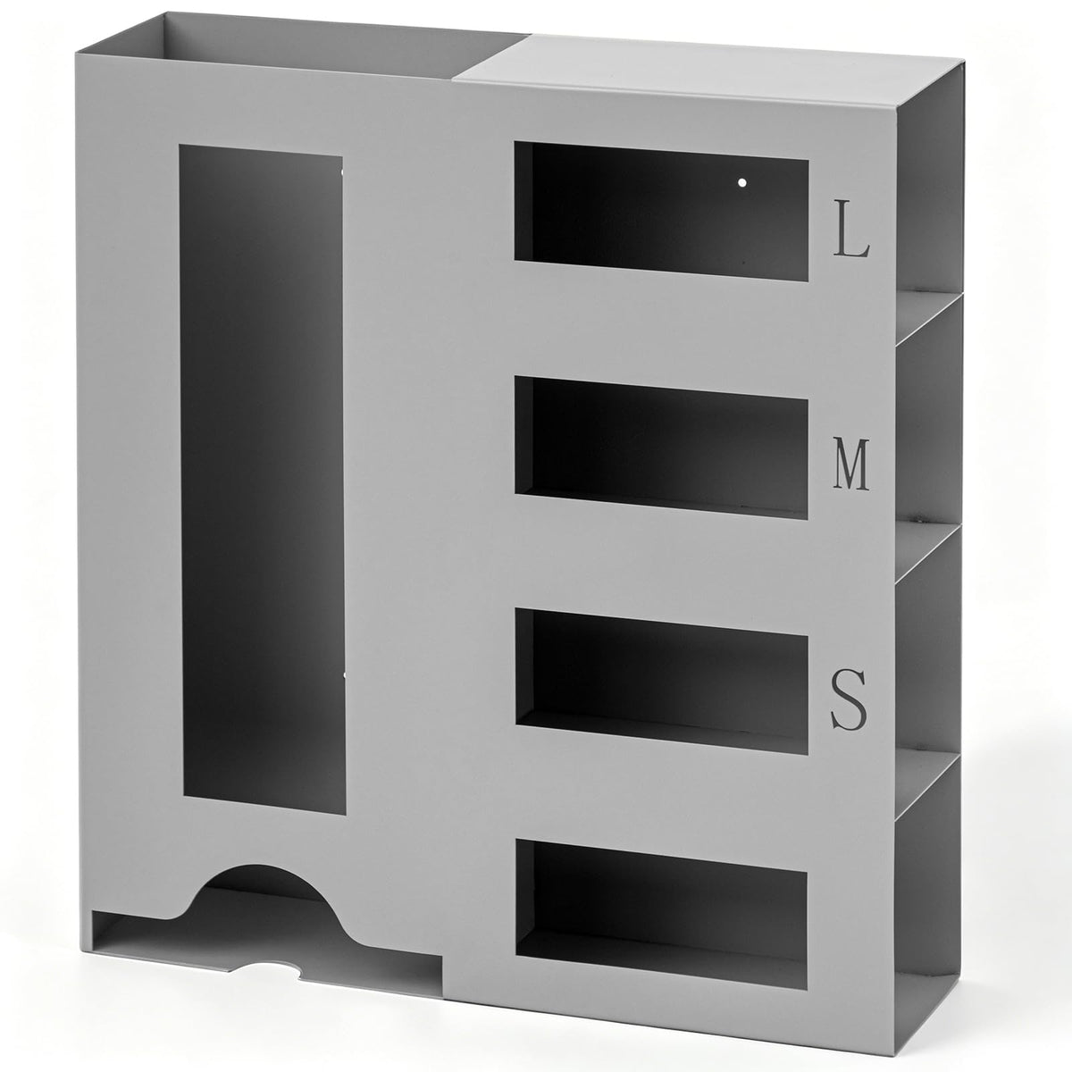 PPE Isolation Station, Large Wall Mount PPE Storage Organizer with Engraved L/M/S Size Markings, Carbon Steel Dispenser for Hospital, Laboratory, Industrial Safety Use