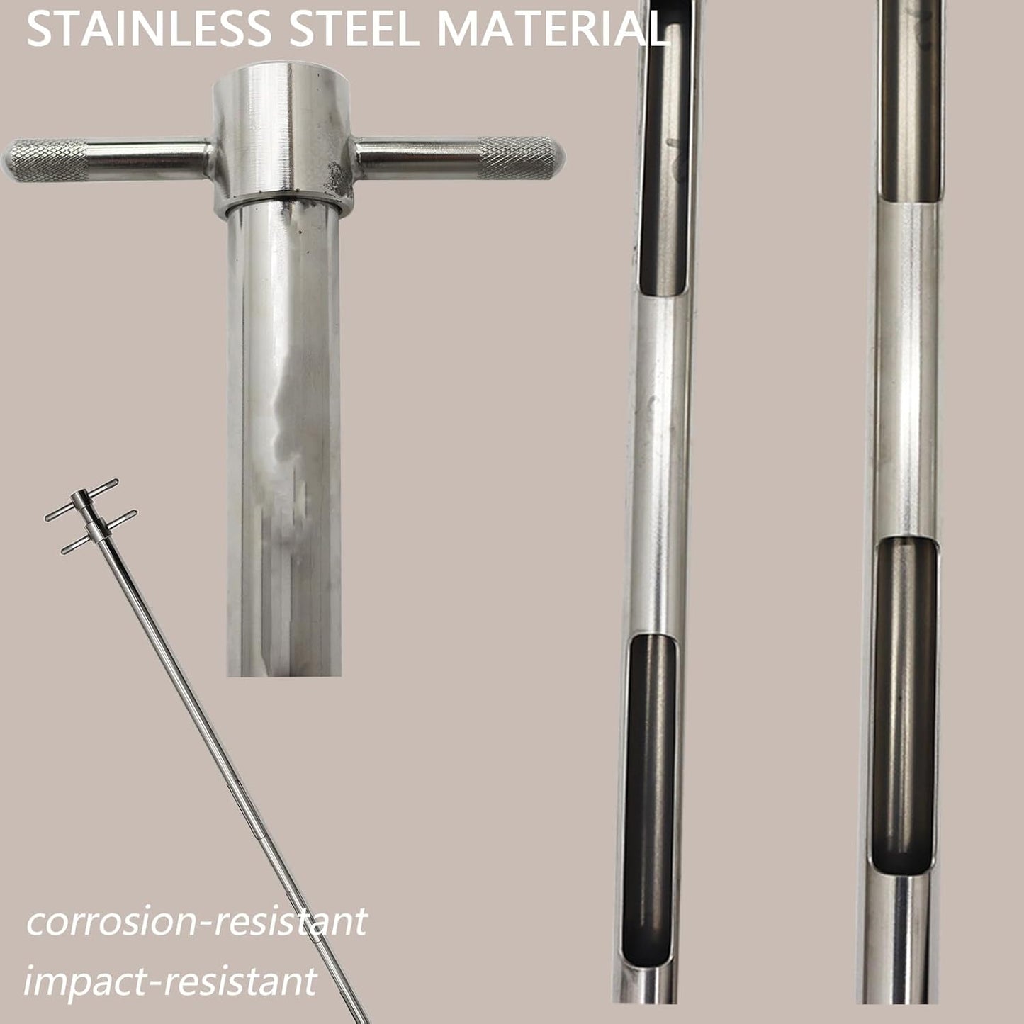 INTBUYING 39.5inch Double Rotary Grain Powder Sampler Three Zone Grain Probe Sampler 304 Stainless Steel Sampling Tool for Powder Particles Feed foodstuff