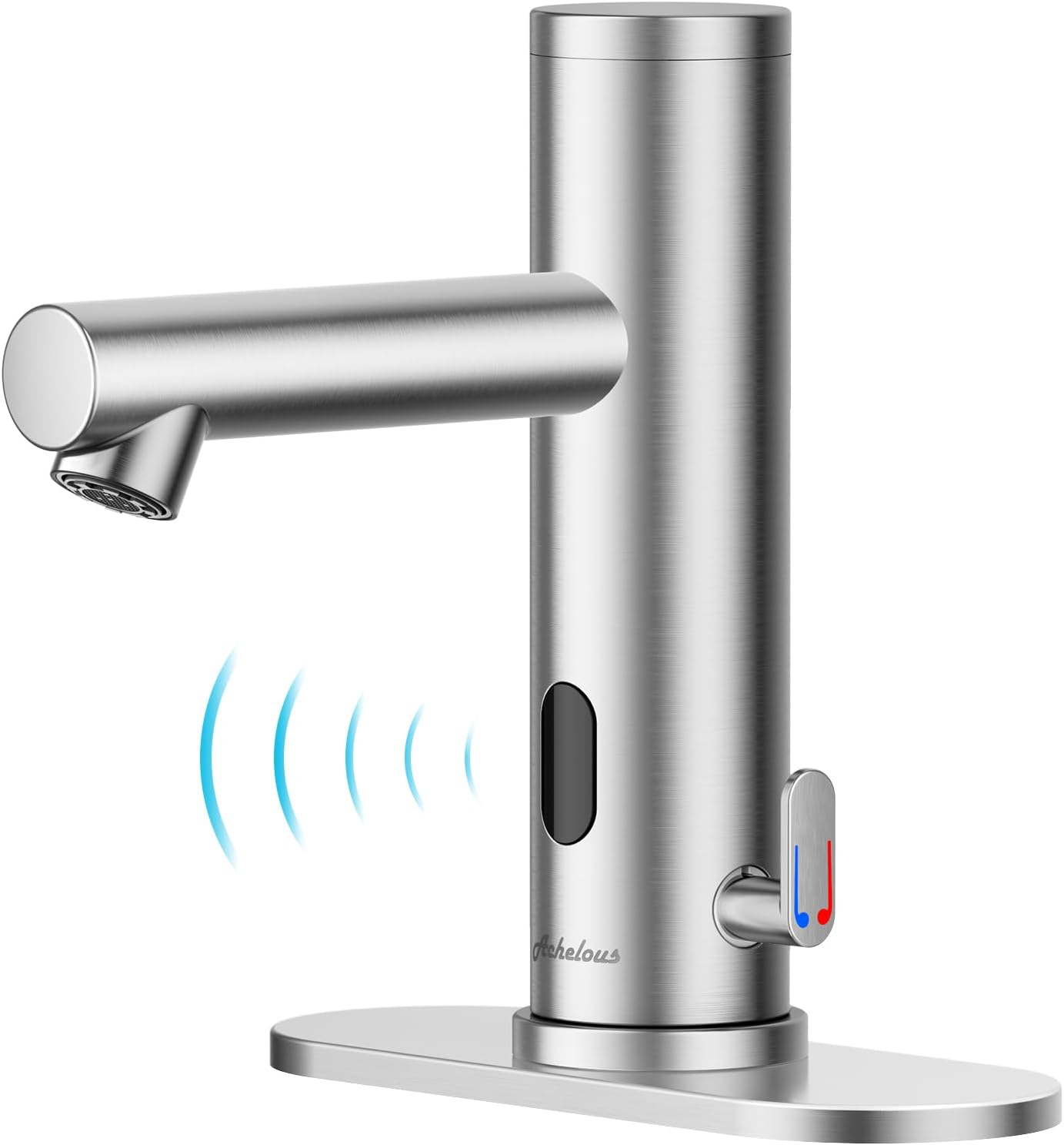 Stainless Steel Automatic Touchless Bathroom Sink Faucet, Hands Free Infrared Sensor Basin Faucet with Temperature