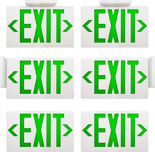 AKT LIGHTING GREEN LED Exit Sign Emergency Light with Battery Backu, Double Face Hardwired GREEN Letter Emergency Exit Lighting For, Restaurant,