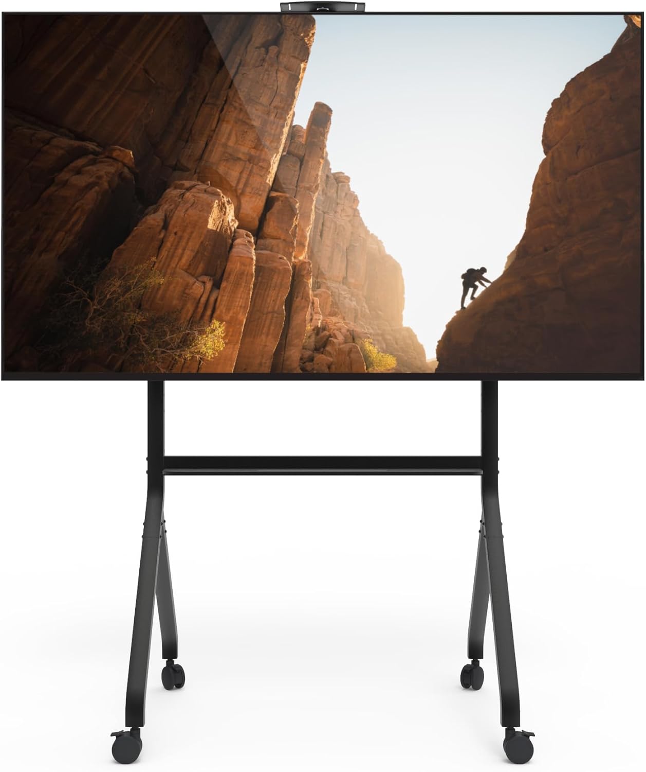 MTP100 Heavy Duty Height Adjustable Rolling TV Stand / AV Cart for 55' - 100' Screens up to 200 lbs (90.9kg)| Tray & Camera Shelf | VESA sizes fr