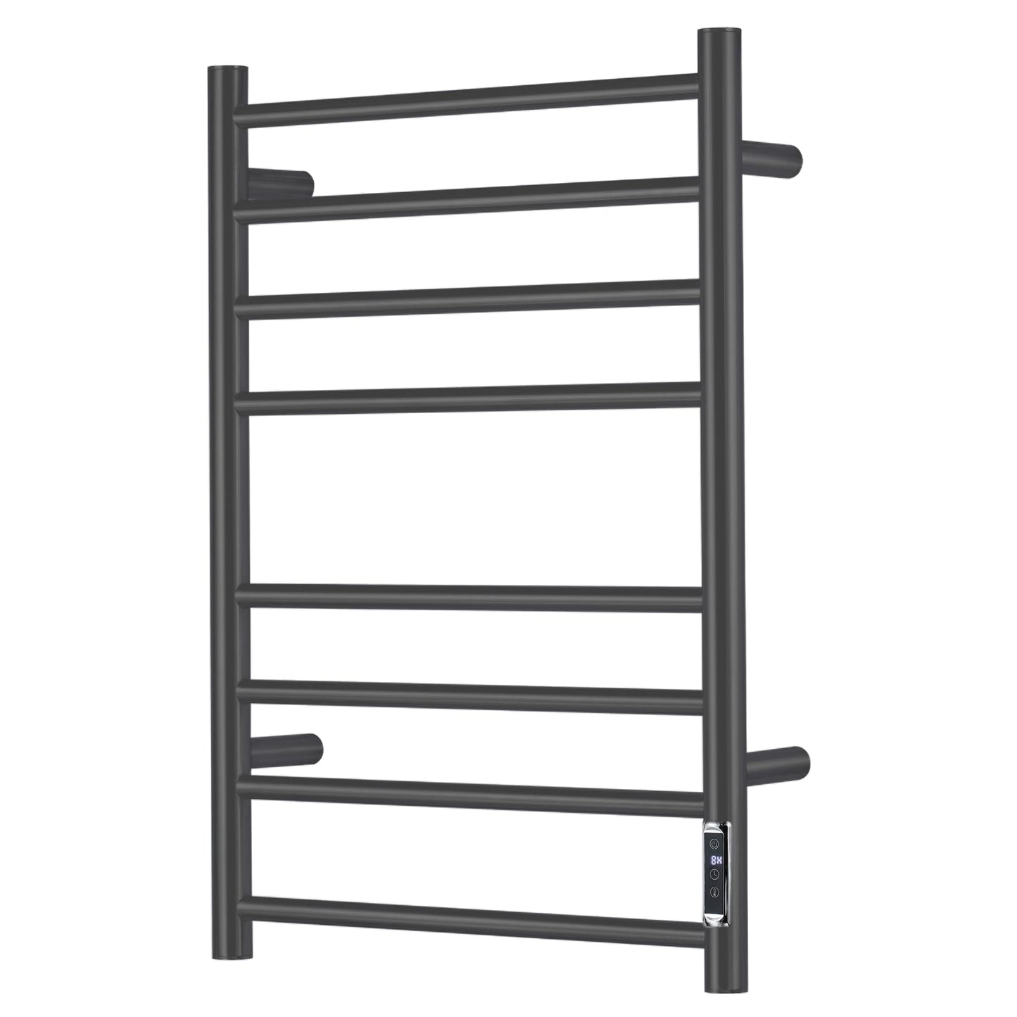 Towel Warmer Bathroom Wall Mounted Drying Rack Plug-in Electric Heated Towel Rack Stainless Steel Black with Timer & Temperature Control 8 Bar 8 Bar Black With Timer 8 Bar Etw44-2