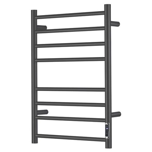 Towel Warmer Bathroom Wall Mounted Drying Rack Plug-in Electric Heated Towel Rack Stainless Steel Black with Timer & Temperature Control 8 Bar 8 Bar Black With Timer 8 Bar Etw44-2