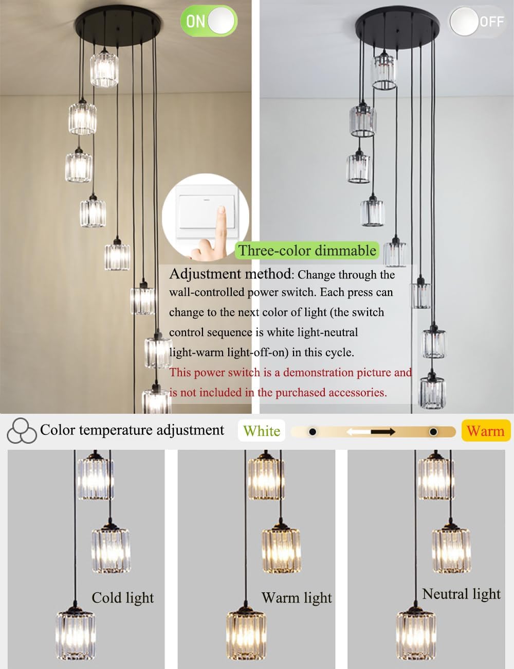 Long Chandeliers for High Ceilings,Modern Crystal Pendant Light,Raindrop Drop Lamp,Hanging Flush Mount Lighting Fixtures for Spiral Staircase,Foyer