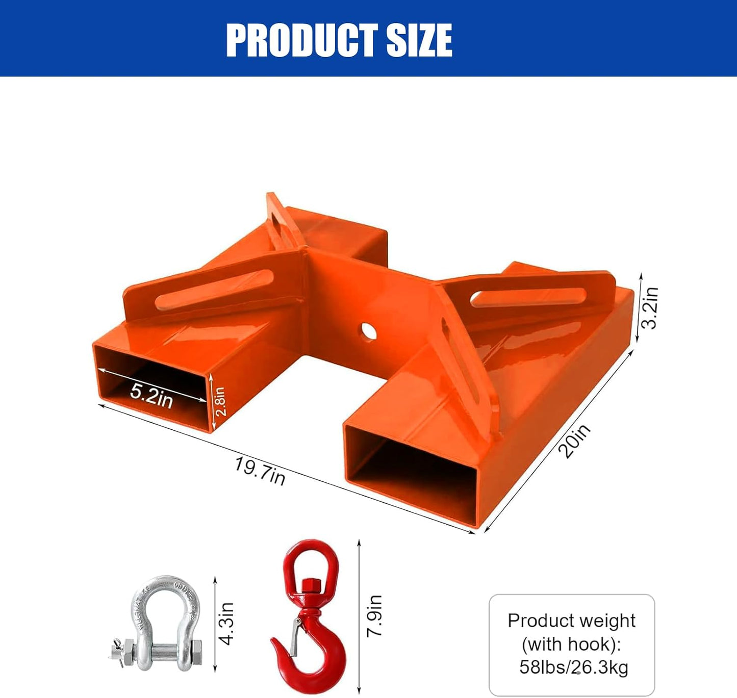 3T/6600LBS Forklift Mobile Crane, Truss Jib Boom Hoist with 2 Hooks, Heavy Duty Forklift Extension Attachment