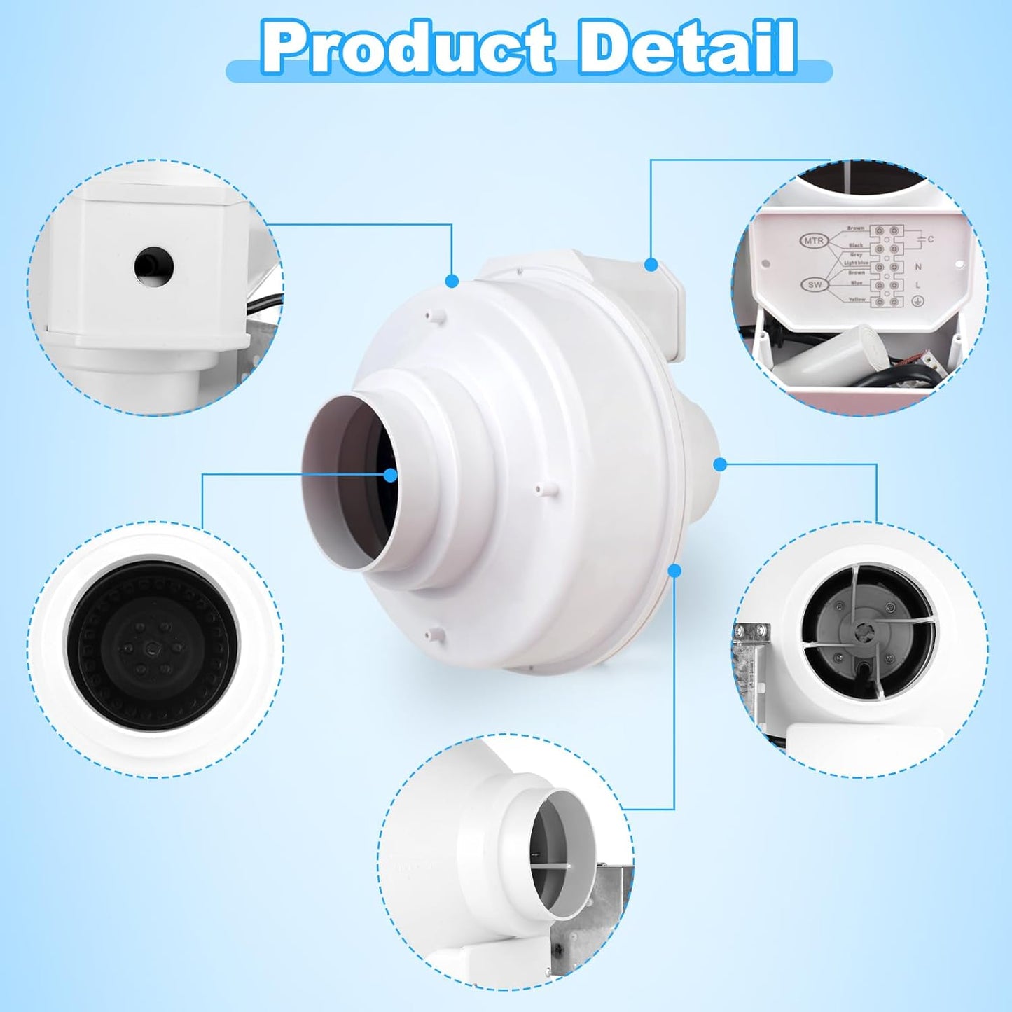 Upgraded DBF 110 Dryer Booster Fan, Dryer Vent Booster Fan 4 Inch, 4 Dryer Vent Booster Exhaust Fan, 167 CFM