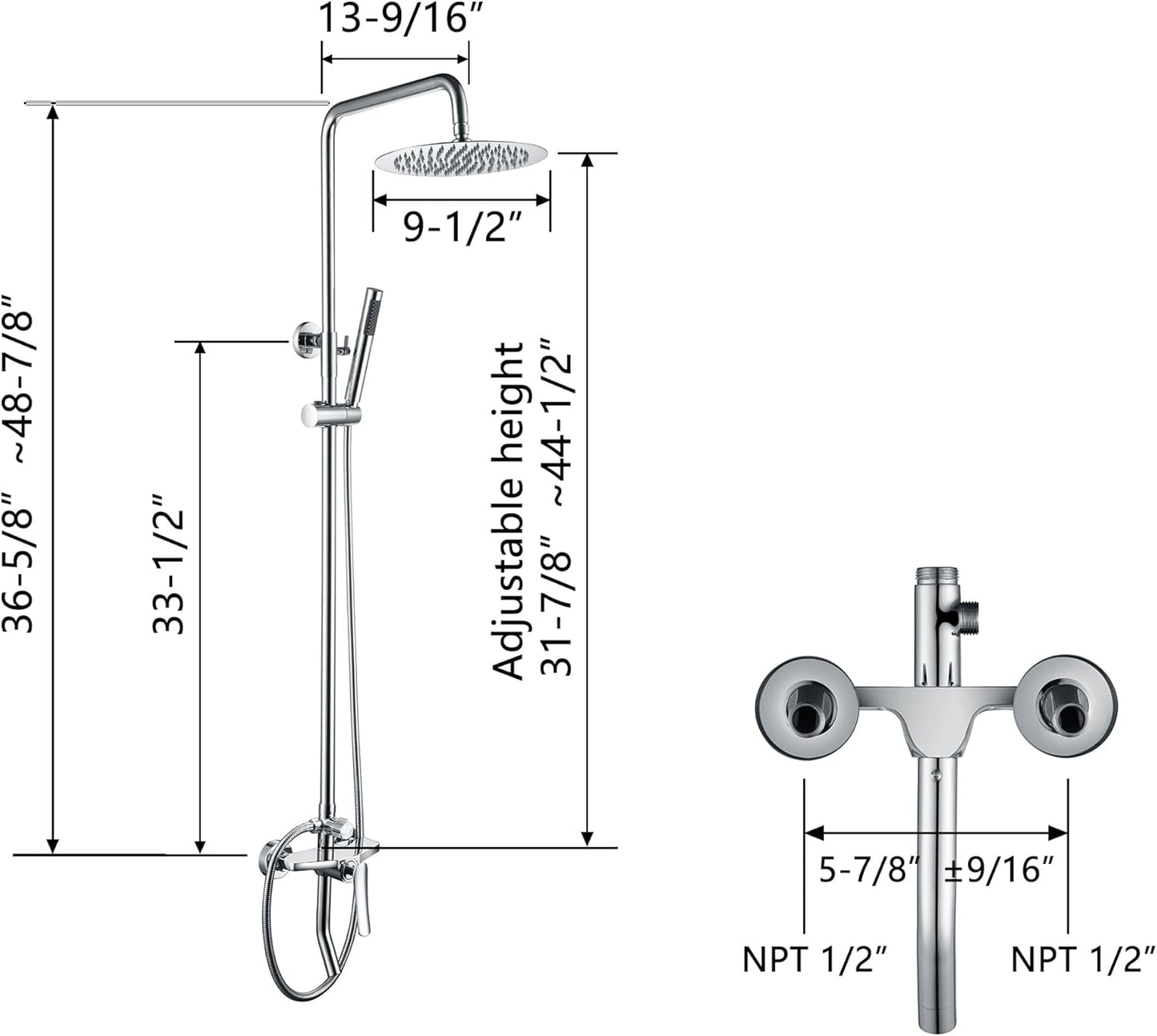 Shower Faucet - Shower Faucets Sets Complete, Shower System - Outdoor Shower Kit/Outdoor Shower Enclosure/Outdoor Shower Fixtures W/ SS304 Shower