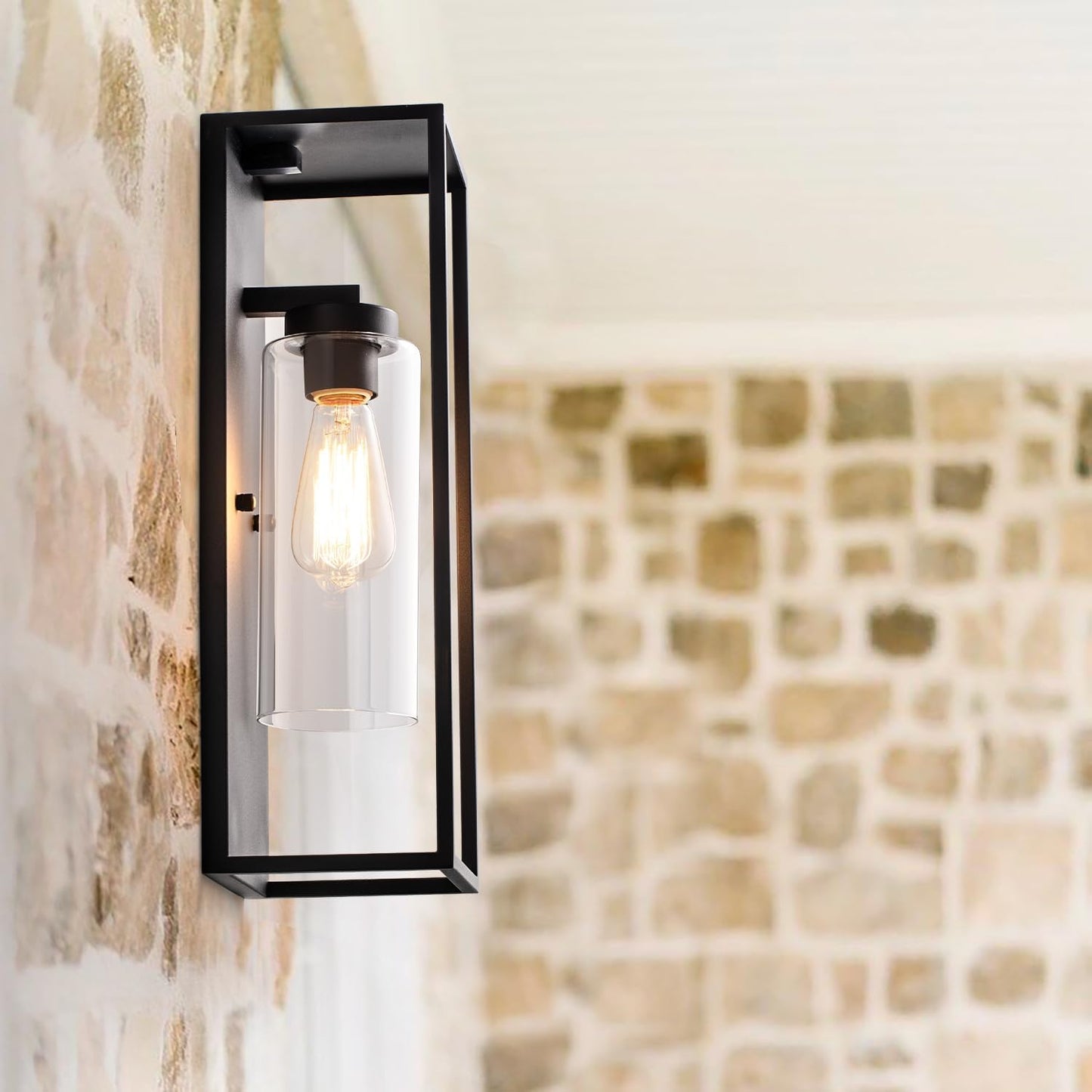 18' Dusk to Dawn Outdoor Wall Sconce 2-Pack Matte Black Rectangular